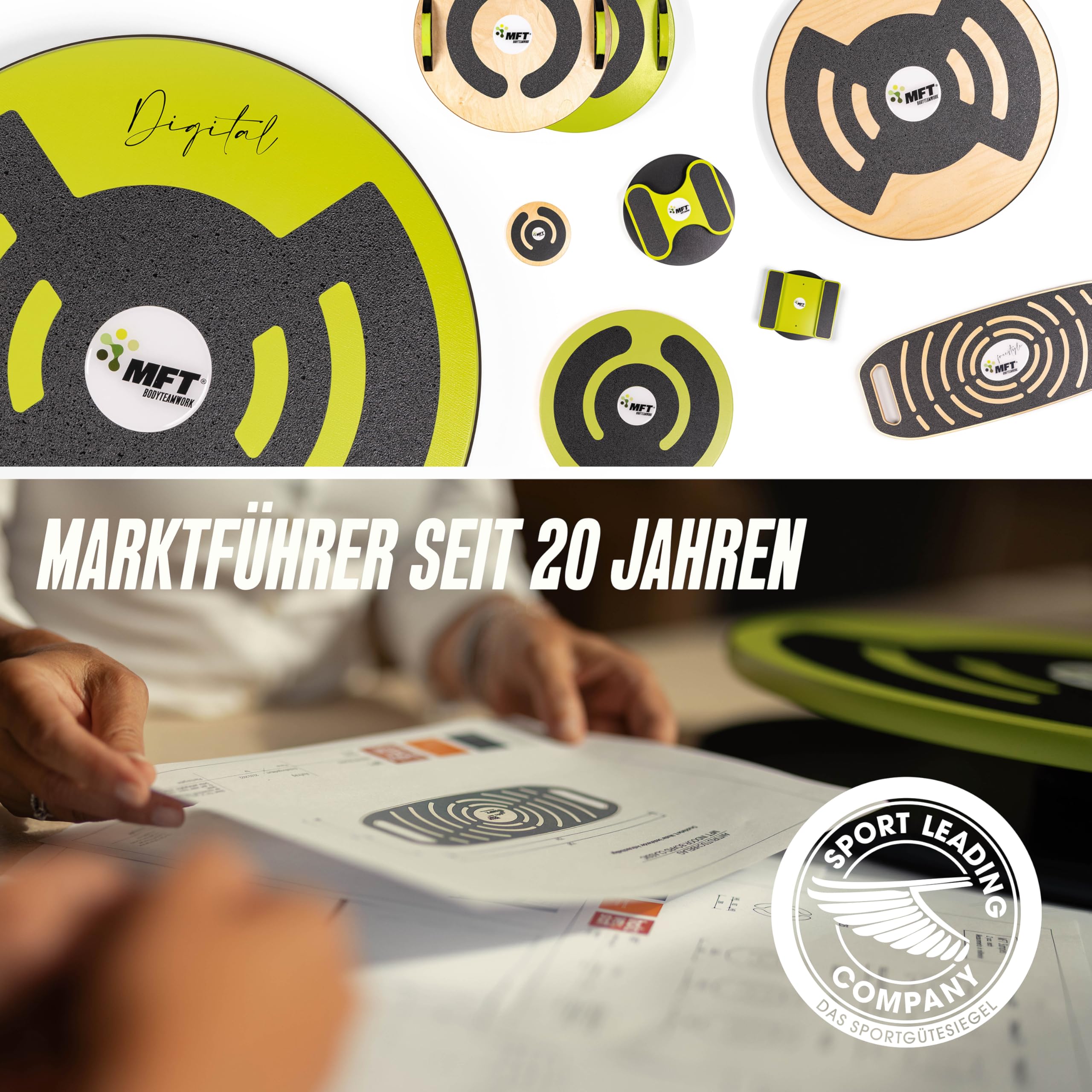 MFT Challenge Disc Digital Balance Board mit digitalem Balancesensor mit kostenloser App für Bewegung und Spaß, Premium Qualität aus Holz mit rutschfesten Belägen, Wackelbrett (made in Austria)