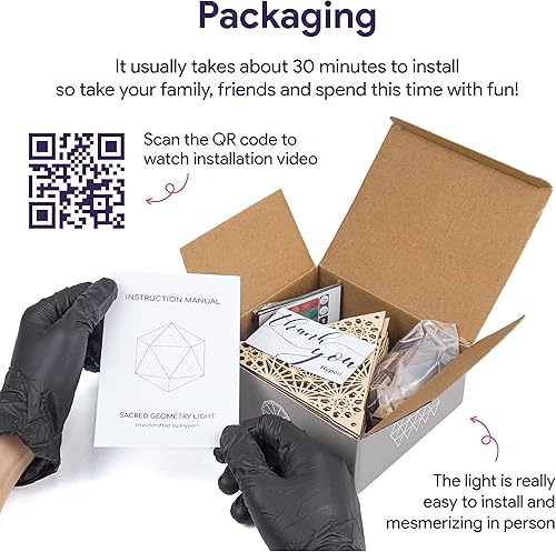 Miniatura 9 de Jabihome Hyperi Lámpara de sombra RGB, luz nocturna geométrica, arte de mandala espiritual sagrado, linterna de sombra, decoración LED de madera,