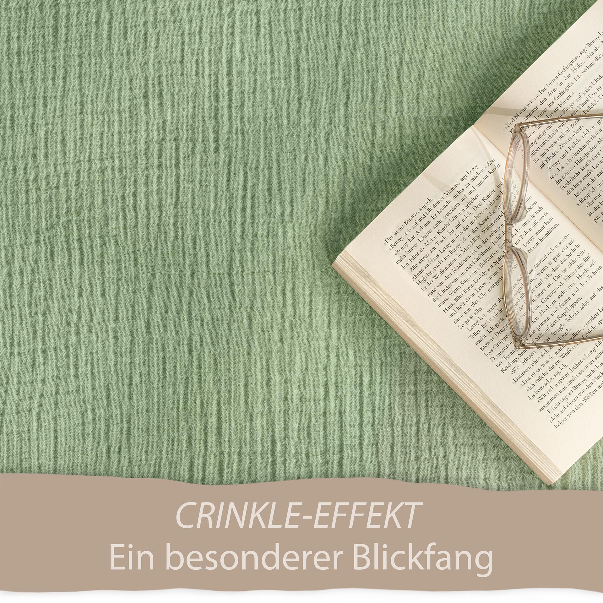 Hausfelder Bettwäsche, 100x135cm, Grün | Kinder Musselin Bettwäsche Bettbezug 100x135 cm