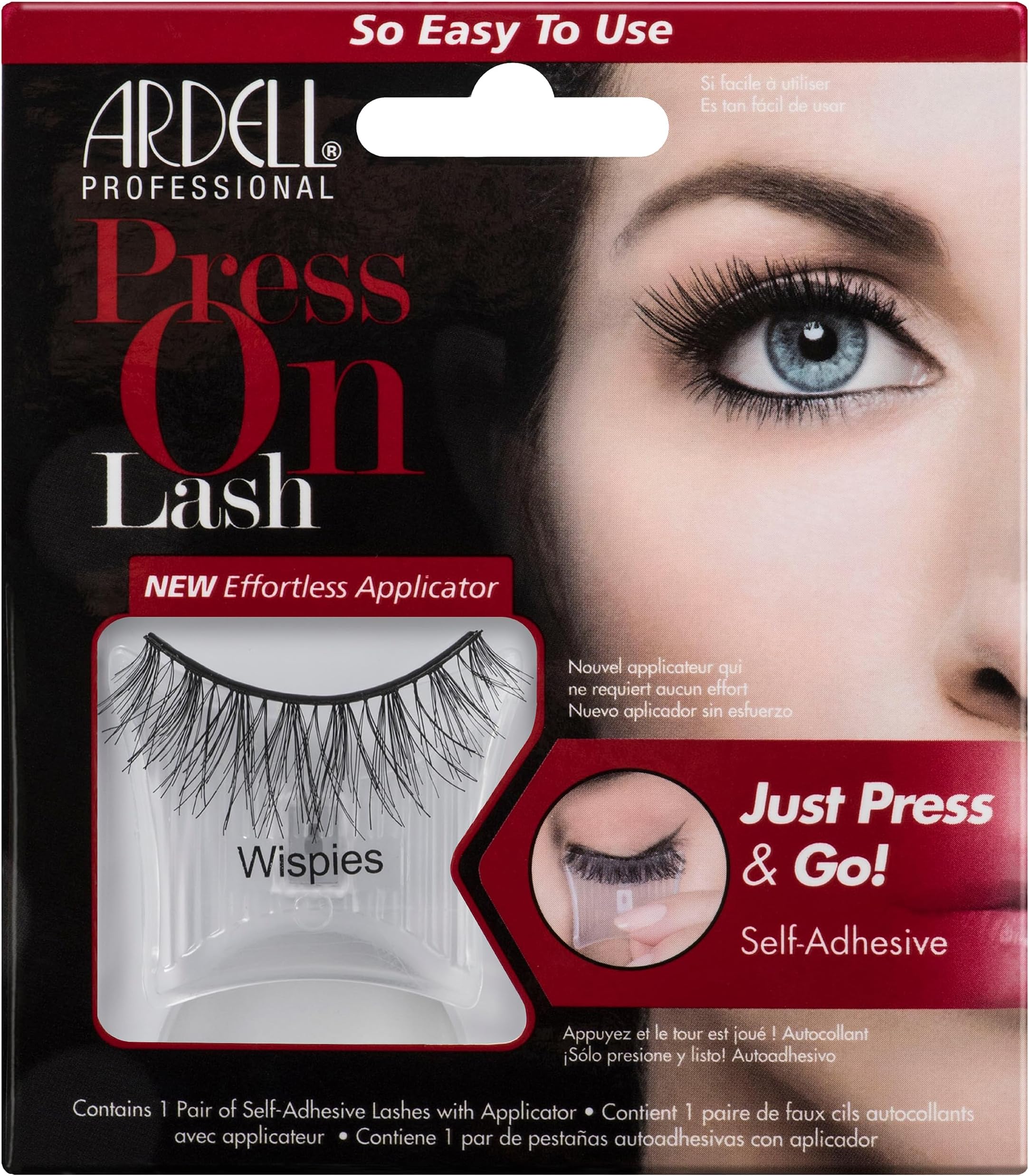 Press On Lashes Wispies Self Adhesive Eyelashes - Natural Look Faux Mink False Lashes, No Glue Eyelashes, 1 Pack