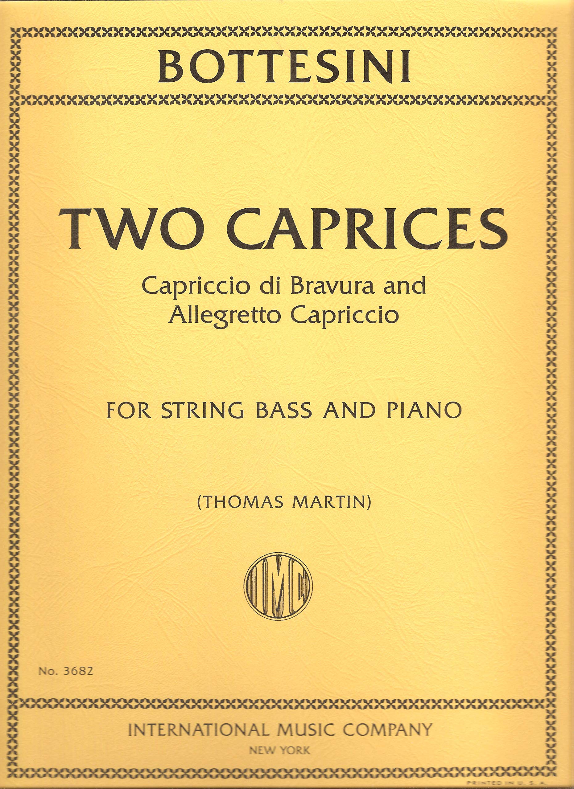 Partition Two Caprices de Bottesini pour contrebasse et piano par Thomas Martin International