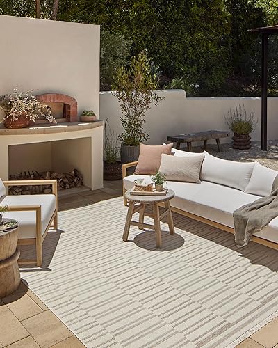 Loloi Amber Lewis x Loloi Malibu Collection MAB-03 - Alfombra decorativa para interior y exterior, color marrón claromarfil, 2'-3" x 3'-9", color