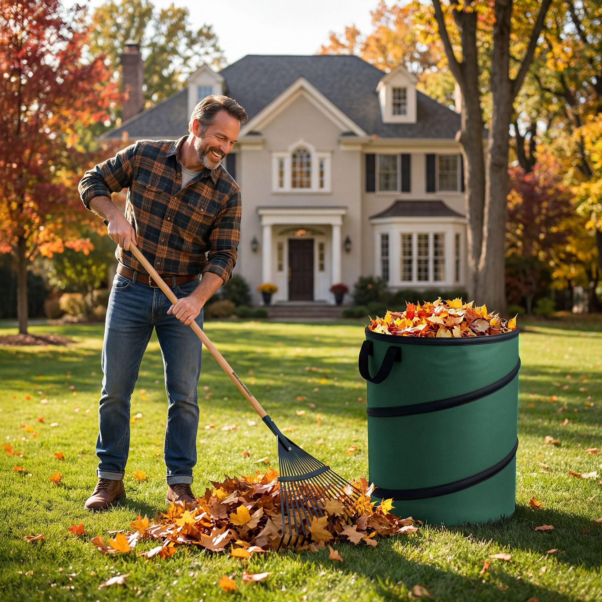 Wiltec 3x Sacco per foglie rotondo 100 l verde pop-up pieghevole 600D-Oxford-poliestere raccolta rifiuti sacco per erba robusto rifiuti da giardino