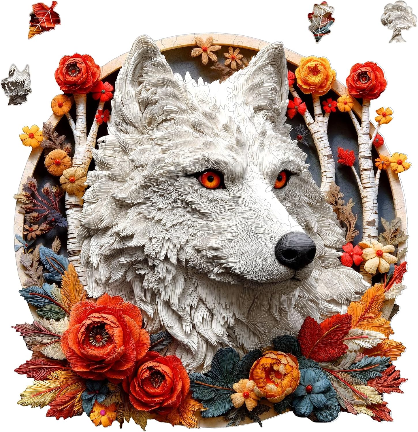 Wooden Puzzle for Adults, Mystic Wolf Wooden Jigsaw Puzzles, Flat 3D Effect, Unique Shaped Wood Cut Puzzles 200 Piece, Fun Challenging Wolf Puzzles for Adults Kids Family Game Wall Decor 11 * 11in