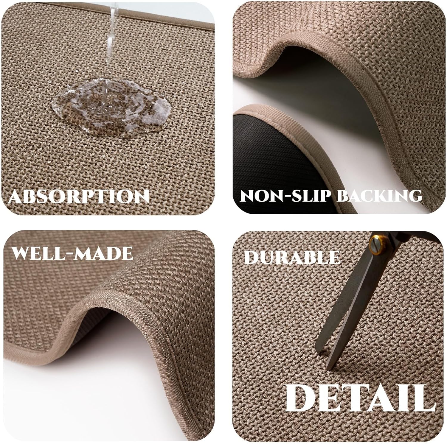 Super Absorbent Bath Runner Mat, Non-Slip Bathroom Rug, Long Narrow Floor Carpet for Shower, Machine Washable (Taupe, 12''X39'')