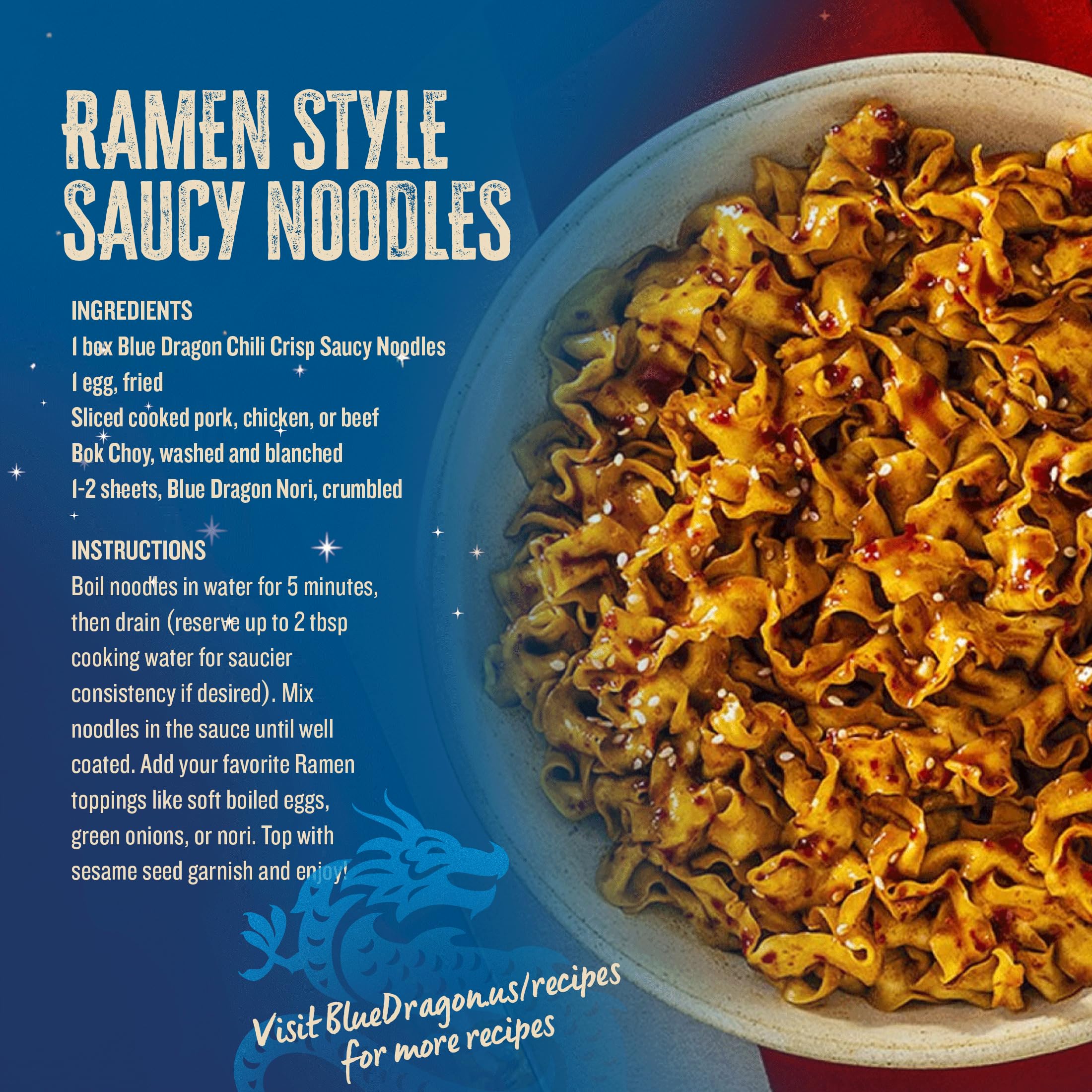 Blue Dragon Chili Crisp Saucy Noodles - 4.2oz (Pack of 3) - Knife Cut Thick Noodles w/Spicy Chili Crisp Sauce & Sesame Seed Garnish - Quick & Easy Meal w/Bold Spicy Asian Flavors - Vegetarian Friendly