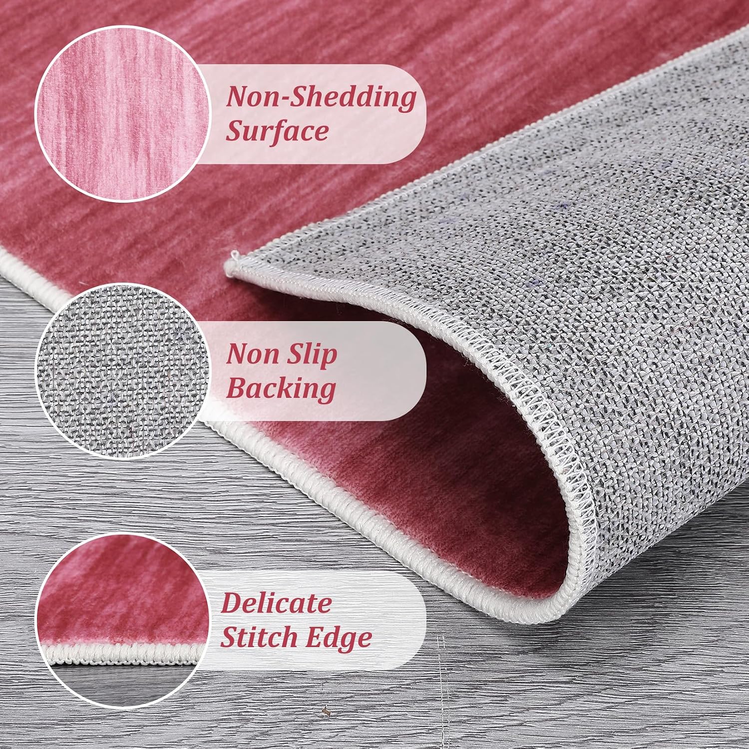 COZYLOOM Modern Ombre Area Rug 4x6 Washable Rug Bedroom Rug Ultra-Soft Throw Mat Contemporary Non-Slip Backing Floor Carpet for Living Room Nursery Playroom Dorm Home Office Foldable Thin Rug Pink