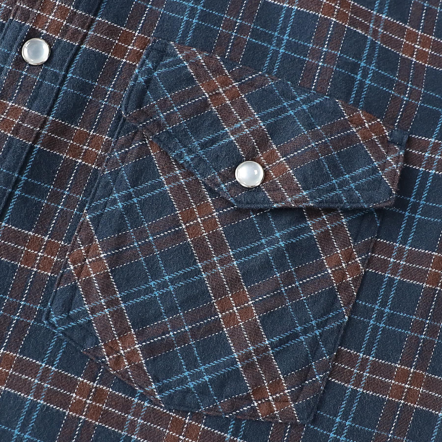 Dubinik® Koszula flanelowa, 170 g, dla mężczyzn, westernowa, perłowe zatrzaski, z długim rękawem, na co dzień, przytulna, vintage, kowbojska, krata, miękka, czysta bawełna