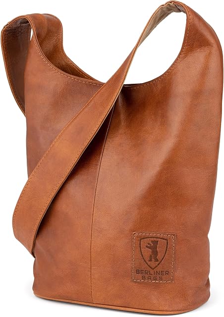 Berliner Bags Emilia torba na ramię w stylu vintage, skórzana torba hobo, torebka dla kobiet - brązowa, Brązowy