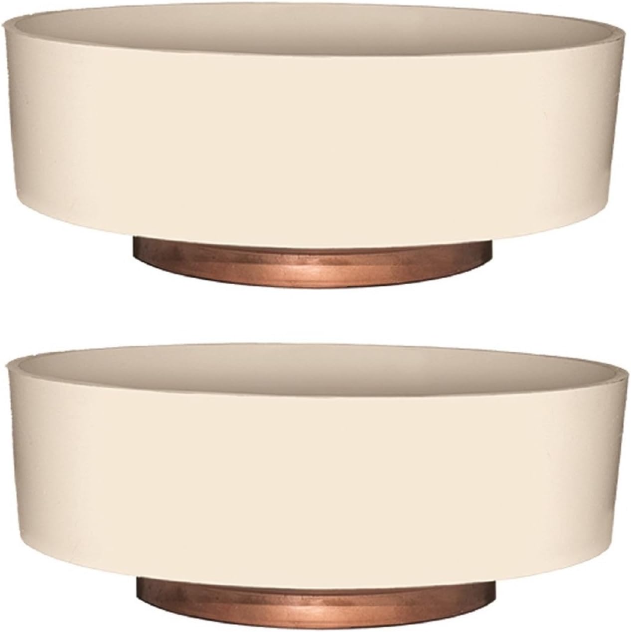 The HC Companies 8 Inch Round Plastic Succulent Capri Bowl Decorative Indoor Flower Succulent Planter Pot with Drain Plug Hole, Vanilla Bisque (2 Pack)