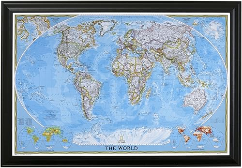 Push Pin Travel Maps - Mundo clásico, negro con 150 pines para rastrear tus viajes - 27.5 x 39.5 pulgadas - 8 opciones hechas a mano - Fabricado en