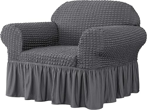 CHUN YI Funda universal para sillón, 1 pieza, funda de sofá de fácil ajuste para 1 plaza, funda de sofá lavable con falda de alta elasticidad,