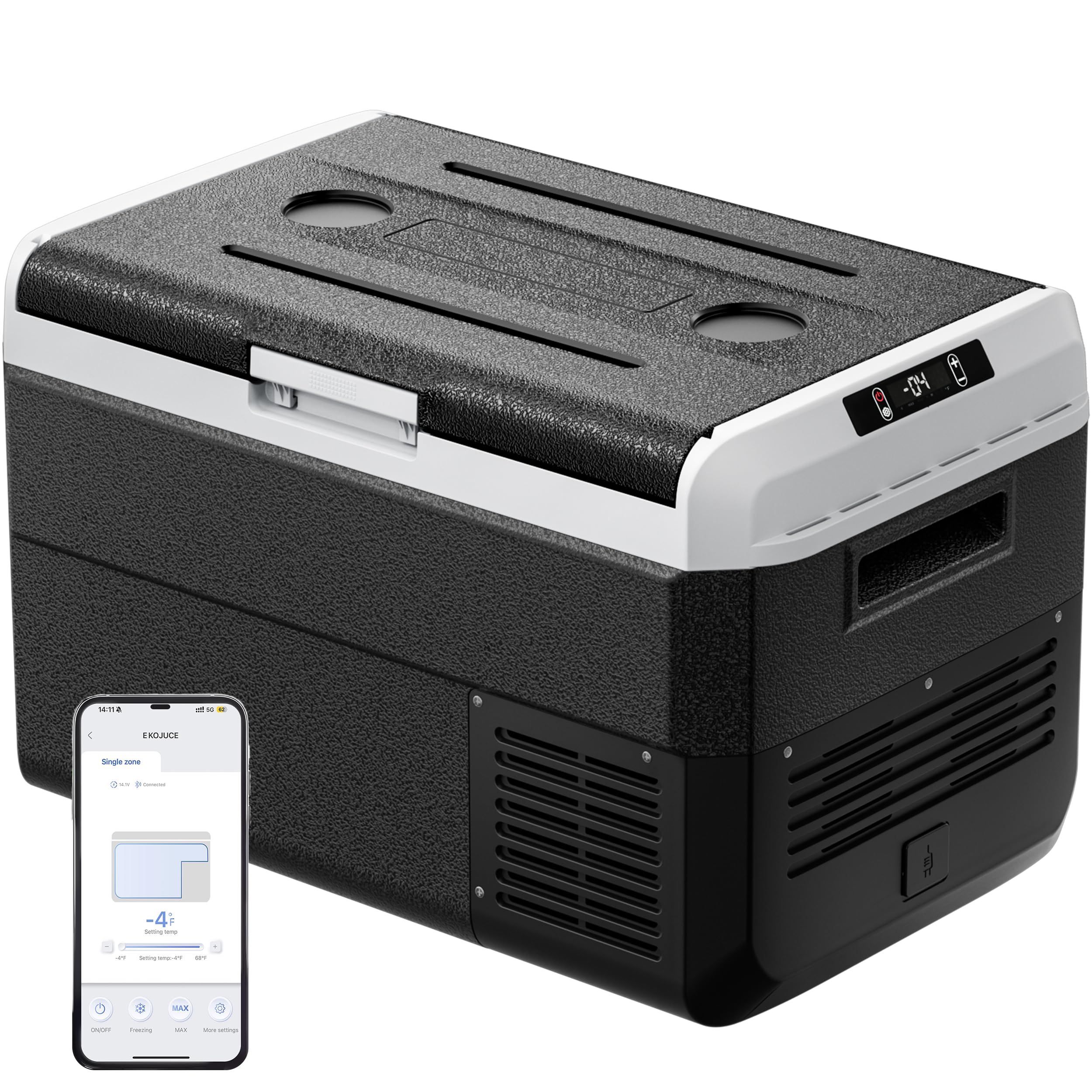 12 Volt Refrigerator, 43 Quart Electric Cooler, Car Fridge 12V/24V DC 100~240V AC, Portable Freezer -4℉~68℉, APP Control, Portable 12V Refrigerator Fridge for Truck, RV, Camping,Travel