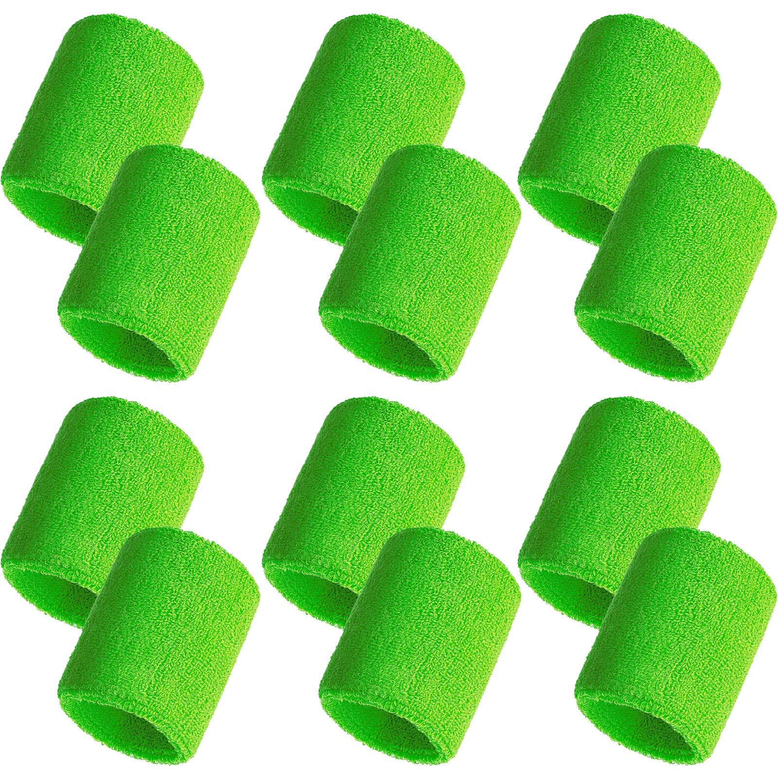 Bememo 12 Pack Cotton Sports Bands for Men and Women, Good for Tennis, Basketball, Running, Gym, Workout (Green) โ image 1