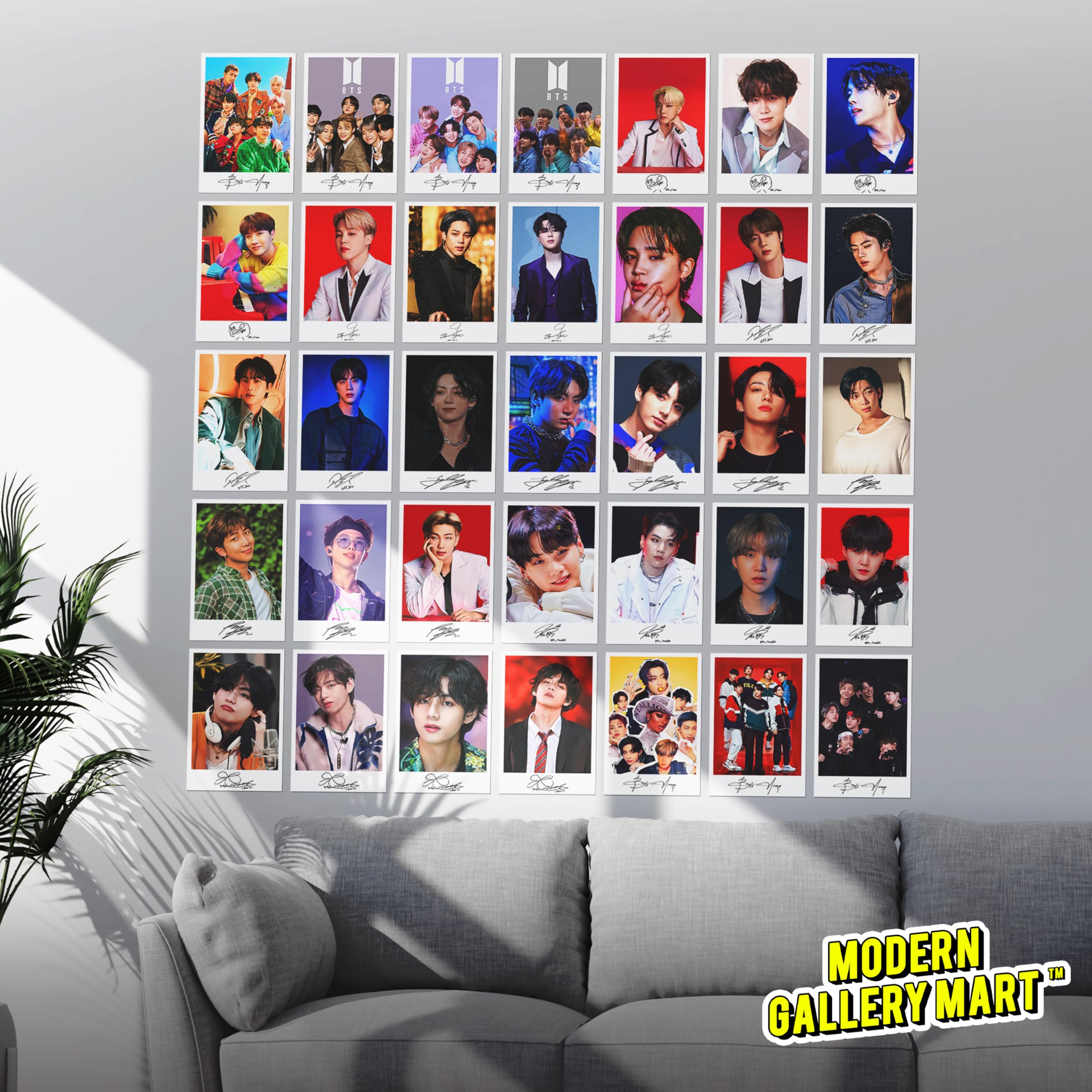 MODERN GALLERY MART BTS Signature Wall Collage Kit ? Pack of 36 Aesthetic Photo Cards ? (A6 Size 4x6 Inch) ? Kpop Wall Decor for Bedroom, Dorm, or Gifts for BTS Fans