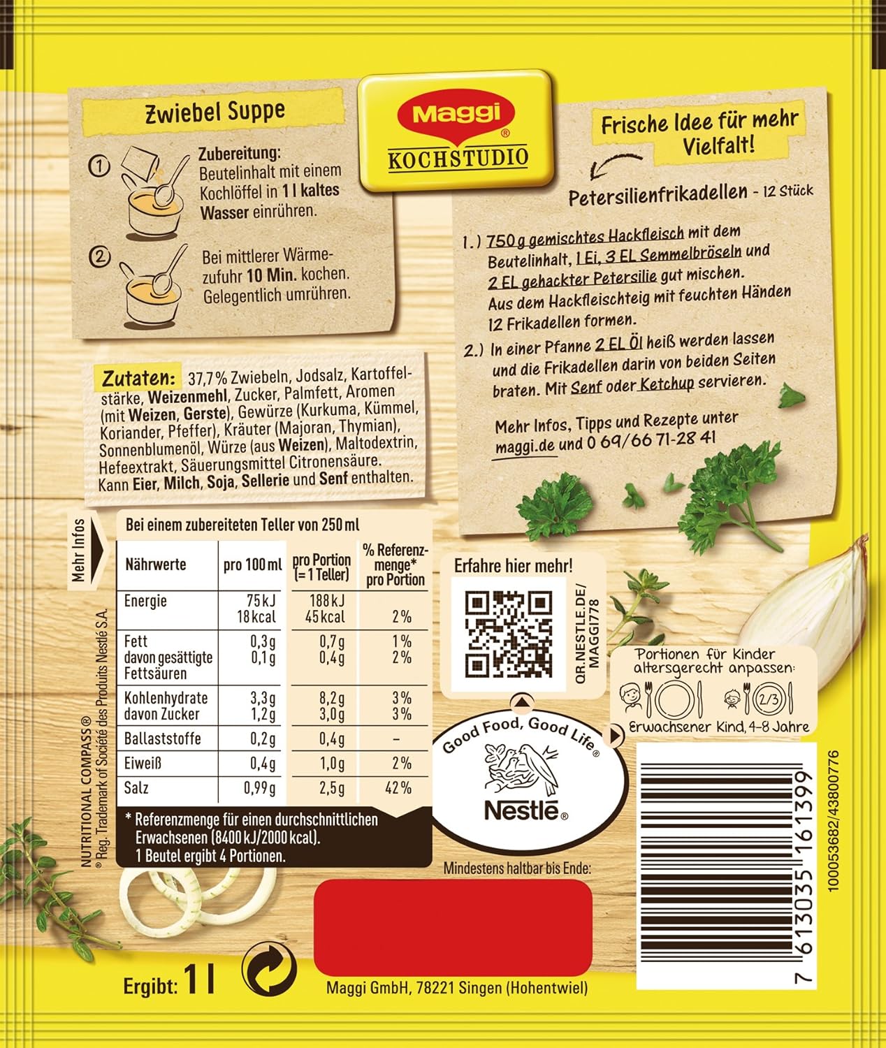 Maggi Guten Appetit Zwiebel Suppe 55 G Beutel Ergibt 4 Teller 28er Pack 28 X 55g Amazon De Lebensmittel Getranke