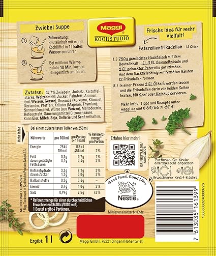 Verwendung fuer zwiebelsuppenmischung