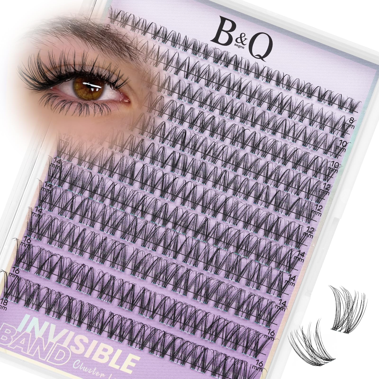 B&Q Venus Lash Clusters Invisible Band False Eyelashes Clusters Natural Cluster Eyelash Extensions Comfortable Individual Lashes Extension DIY Soft