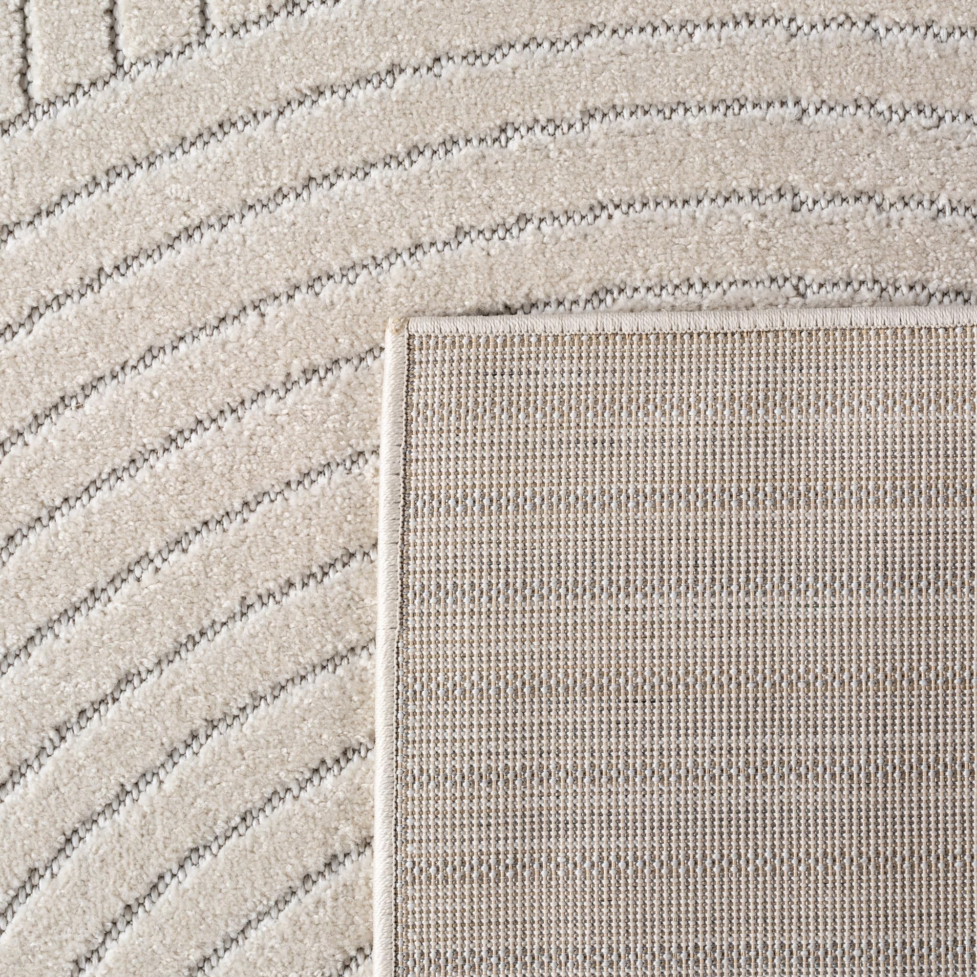 SIMPEX Tappeto 240x340 cm XL Crema, Pelo Corto con Effetto 3D Alto-Basso, Motivo Boho Scandinavo, per Interni o Esterni