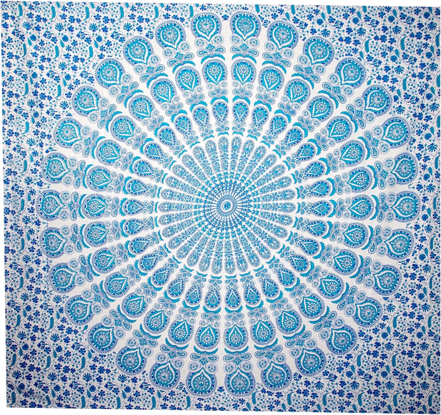BRICOMIRAS Toalla de Playa Grande antiarena con diseños Mandala | Ideal como Manta, Pareo y Toalla Grande para la Playa o Piscina | Espaciosa y Repelente a la Arena… (1x Azul)