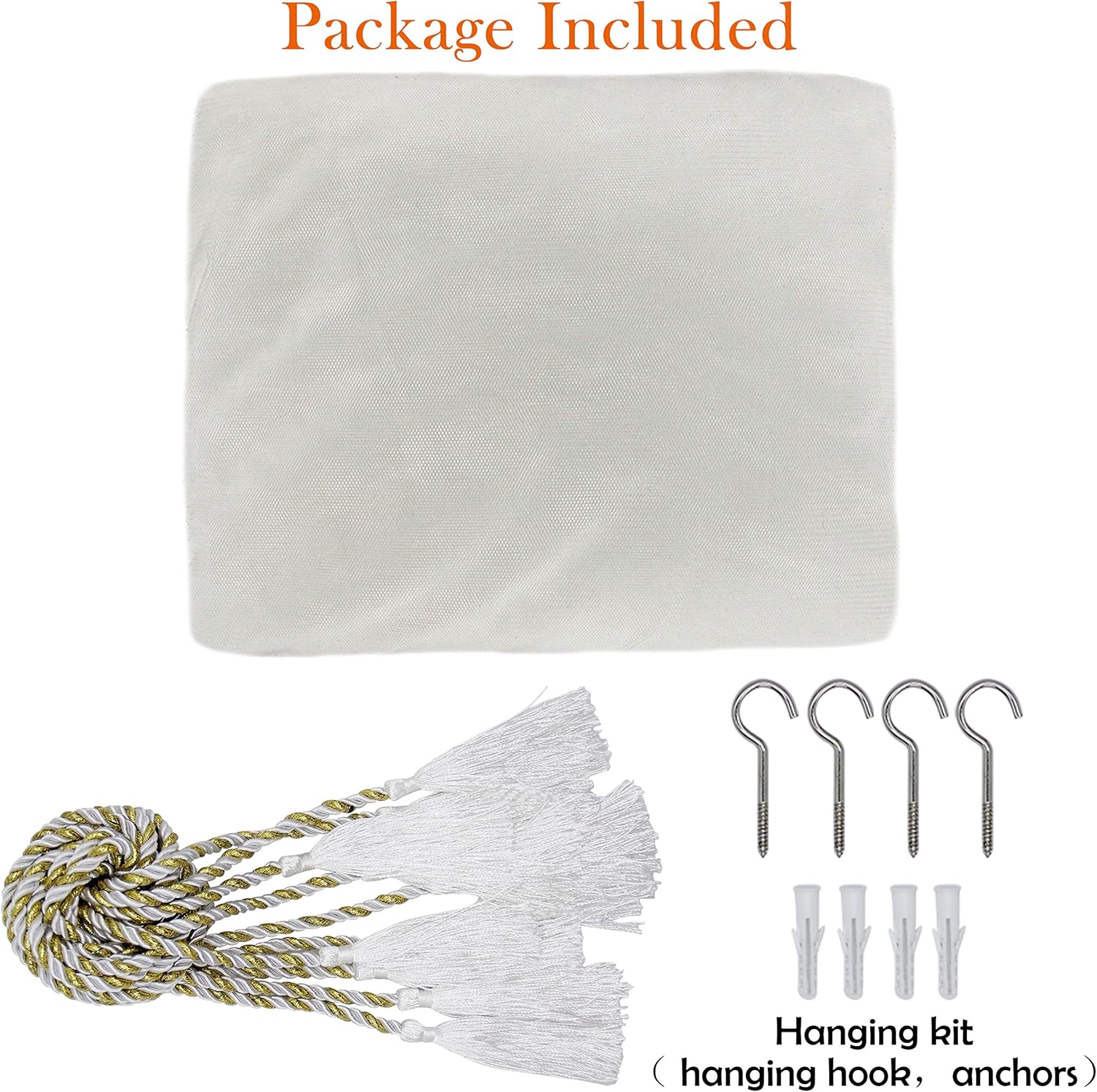 Twinkle Star 4 Corner Post Bed Canopy, Elegant Curtain Net for Full/Queen/King Size Bed (White) : Home & Kitchen