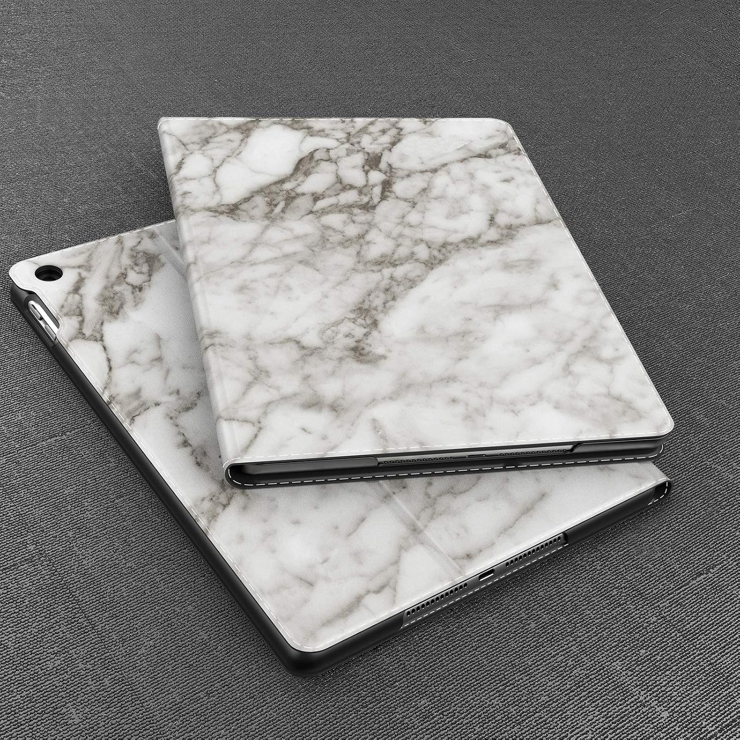 Infiland iPad 9.7 2018 Case with Apple Pencil Holder, Multiple Angle Stand Cover Support Auto Wake/Sleep for Apple iPad 6th Gen 9.7 Inch Model A1893/A1954, Marble