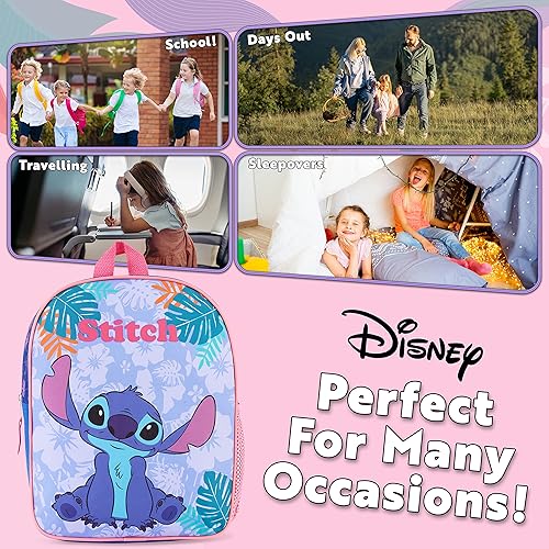 Miniatura 4 de Disney Mochilas Stitch para niñas, mochila Elsa Minnie Mouse, Azul (Stitch)