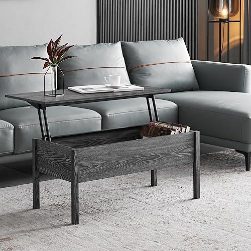 Miniatura 3 de AOCOROE Mesa de centro elevable grande para sala de estar, mesa de centro de madera con espacio de almacenamiento y escritorio elevador, la mesa
