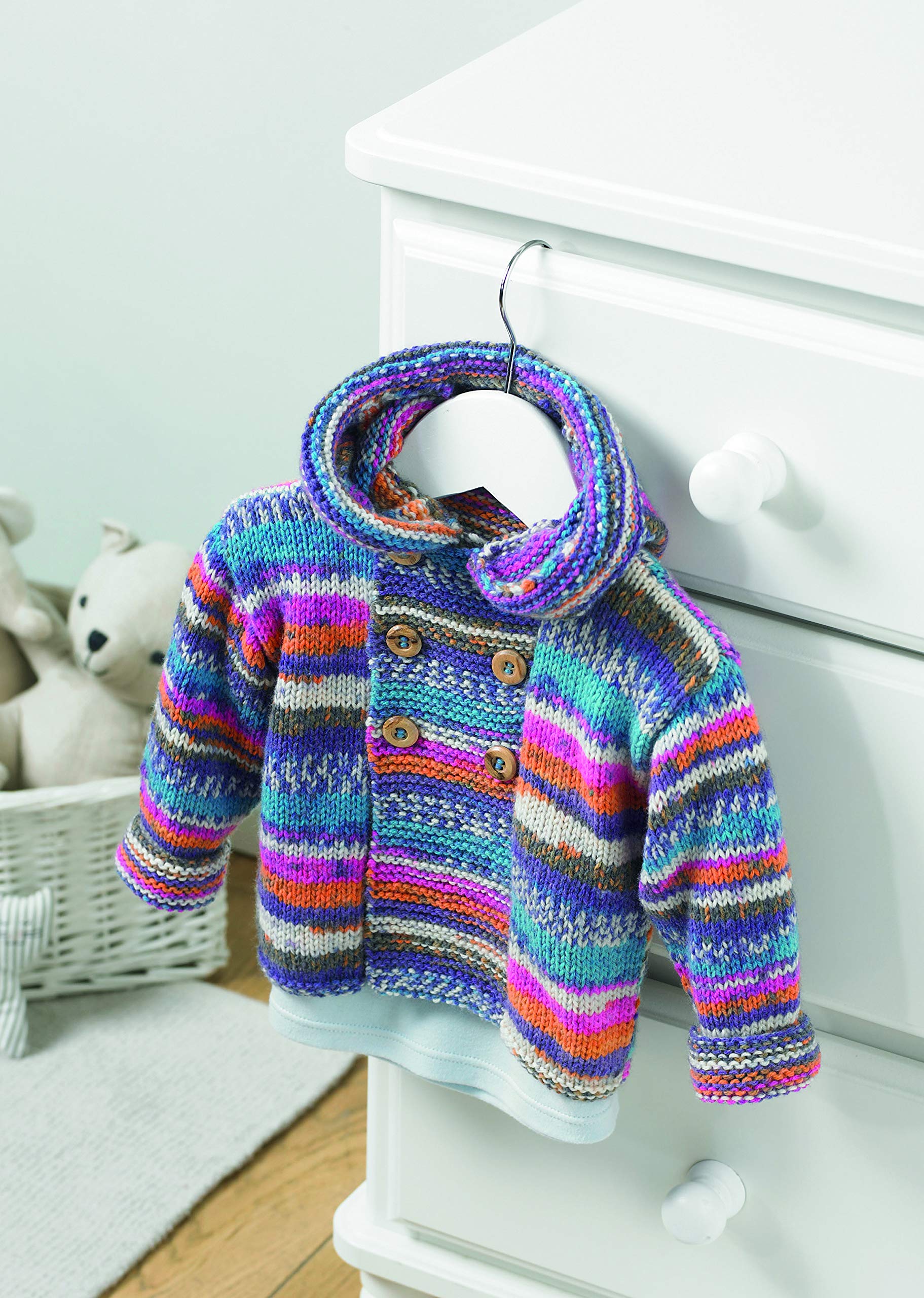 Sirdar Multicoloured Snuggly Baby Crofter Dk Knitting Pattern - 5211 Hooded Duffle Coat