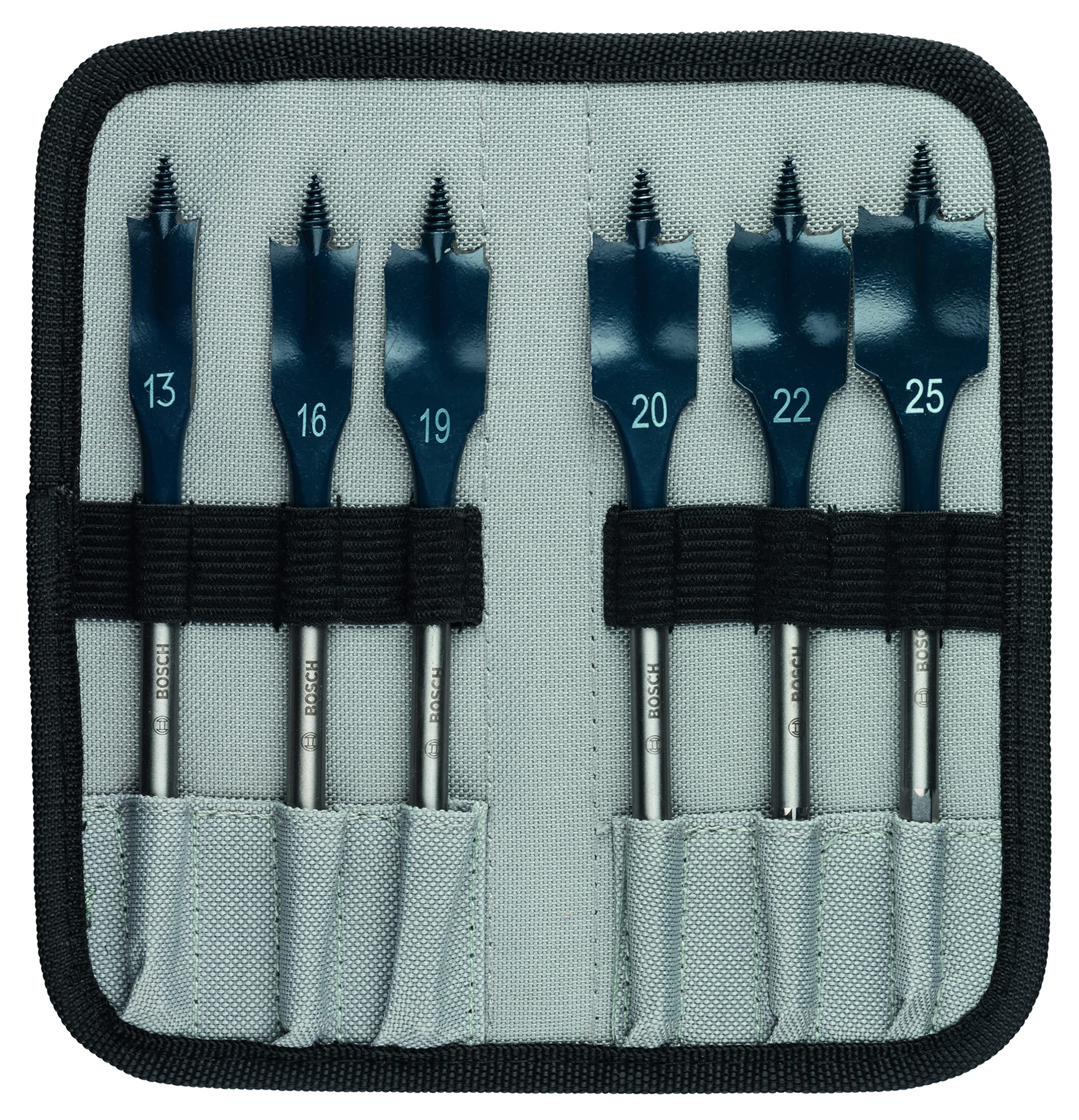 Bosch Professional 6 pc. Self Cut Speed Spade Bit Set (for fast and rough drilling in Softwood, Ø 13-25mm, with Pouch, Accessories Drill Driver)