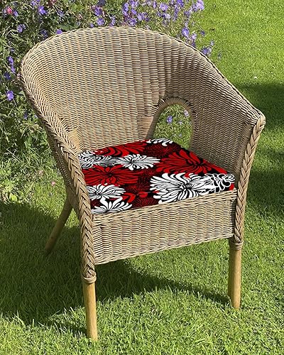 Miniatura 2 de Juego de 2 fundas de cojín impermeables para exteriores, color rojo y blanco, diseño abstracto de flores de crisantemo para muebles de patio, sofá o