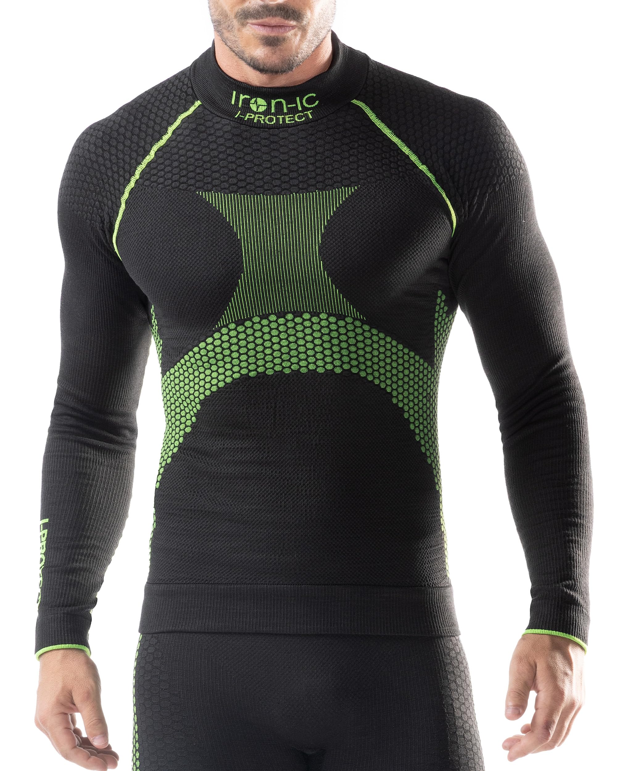 Iron-Ic - T-Shirt Uomo Maniche Lunghe I-Protect Seamless Cut Resistant per Sport Outdoor in Climi Freddi con Fitting Slim Compression - Art. 201983