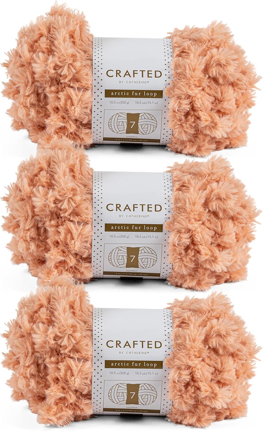Crafted By Catherine Faux Arctic Fur Loop Yarn - 2 Pack (16 Yards Each Skein), Pink, Gauge 7 Jumbo