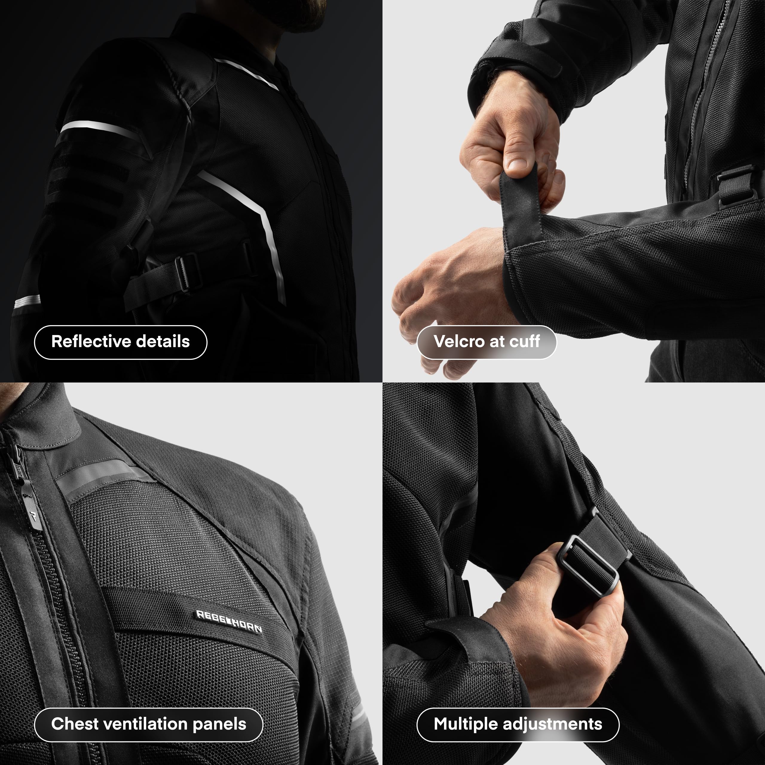 REBELHORN Scandal 3 Giacca da Moto Uomo | Tessuto | Protezioni per Gomiti e Spalle Livello 2 | Tasca per paraschiena | Ampi Pannelli di Ventilazione in Rete | Taglie fino alla 10XL