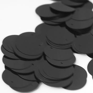 20mm Round Sequin Paillettes  Black  Loose Sequins for Embroidery, Bridal, Applique, Arts, Crafts,