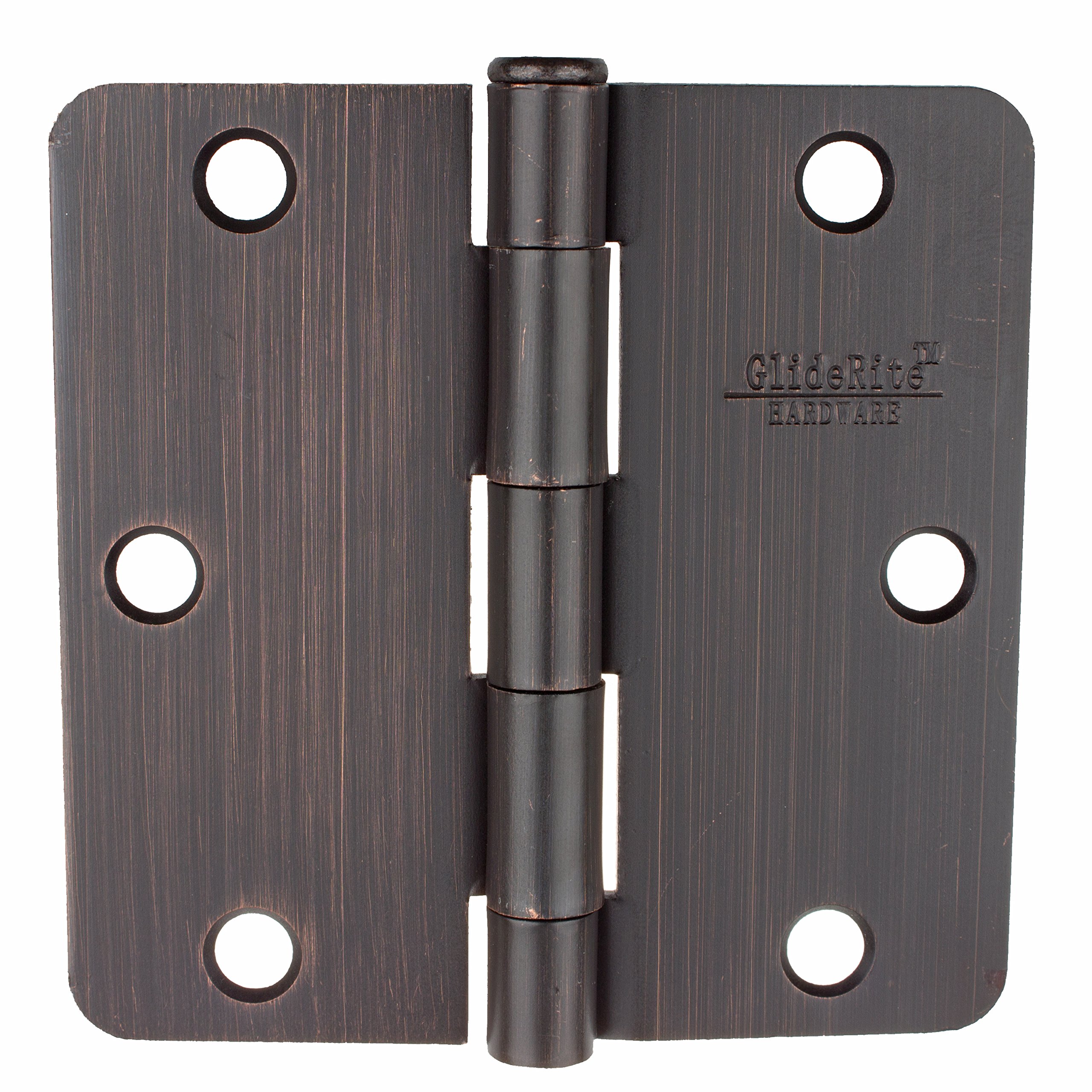 GlideRite Hardware 3514-ORB-12 Oil Rubbed Bronze Finish 3.5 inch Steel Door Hinges 0.25-inch Radius 12 Pack
