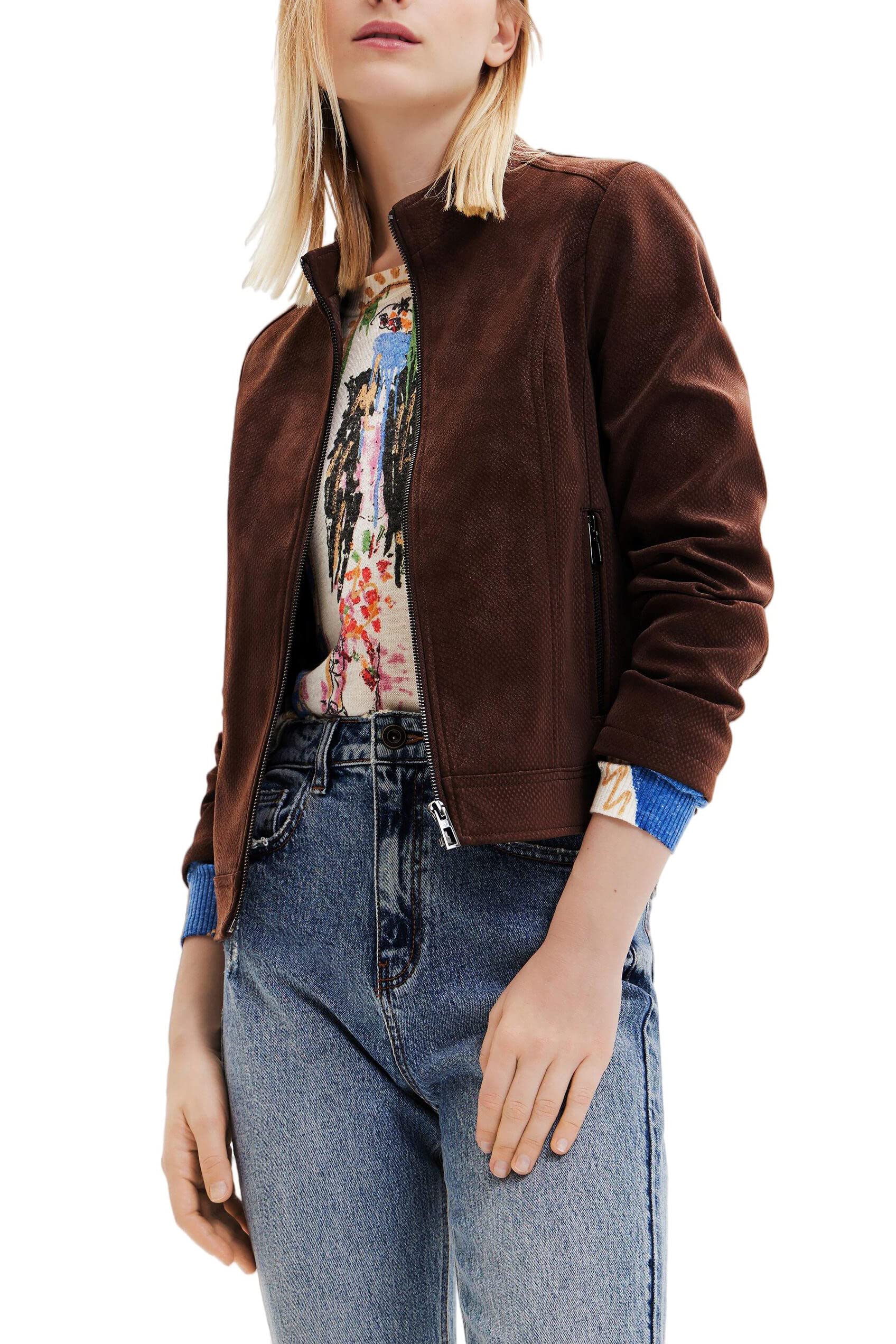 Desigual Chaq_las Vegas, 6000 Brown, CAPPOTTO PU Donna (Pacco da 1)
