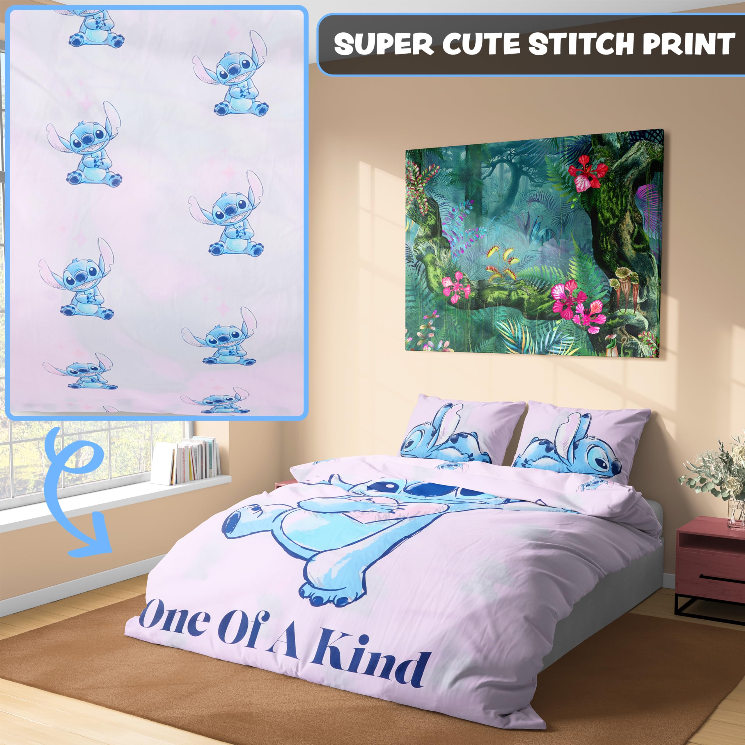 Disney Stitch Duvet Cover and Pillowcase Set Kids Teens Bedding Bedroom Accessories - Single or Double (Pink Stitch Double) - Image 3