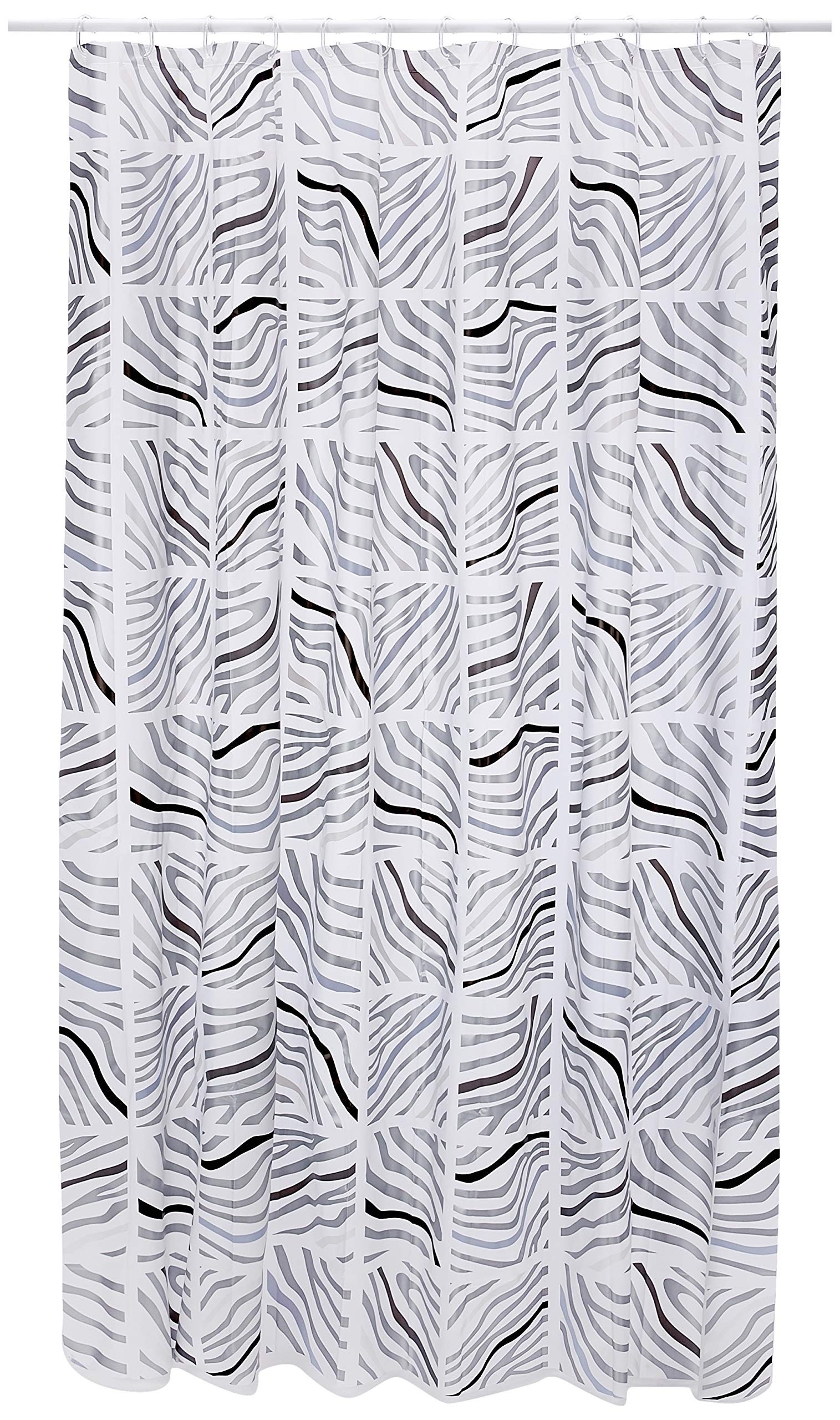 Spirella Lifestyle Plastic Curtain – Zebrano Silver Black 18 1117796, White, Standard