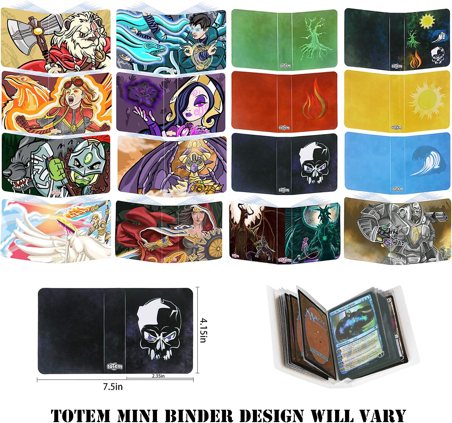 TOTEM Theme Mini Binder & Deck Box Bundle Compatible with Magic The Gathering Card - 1 Holiday Lot Builder Gift Box (5 Rares 100 Uncommon / Common MTG Cards) Included