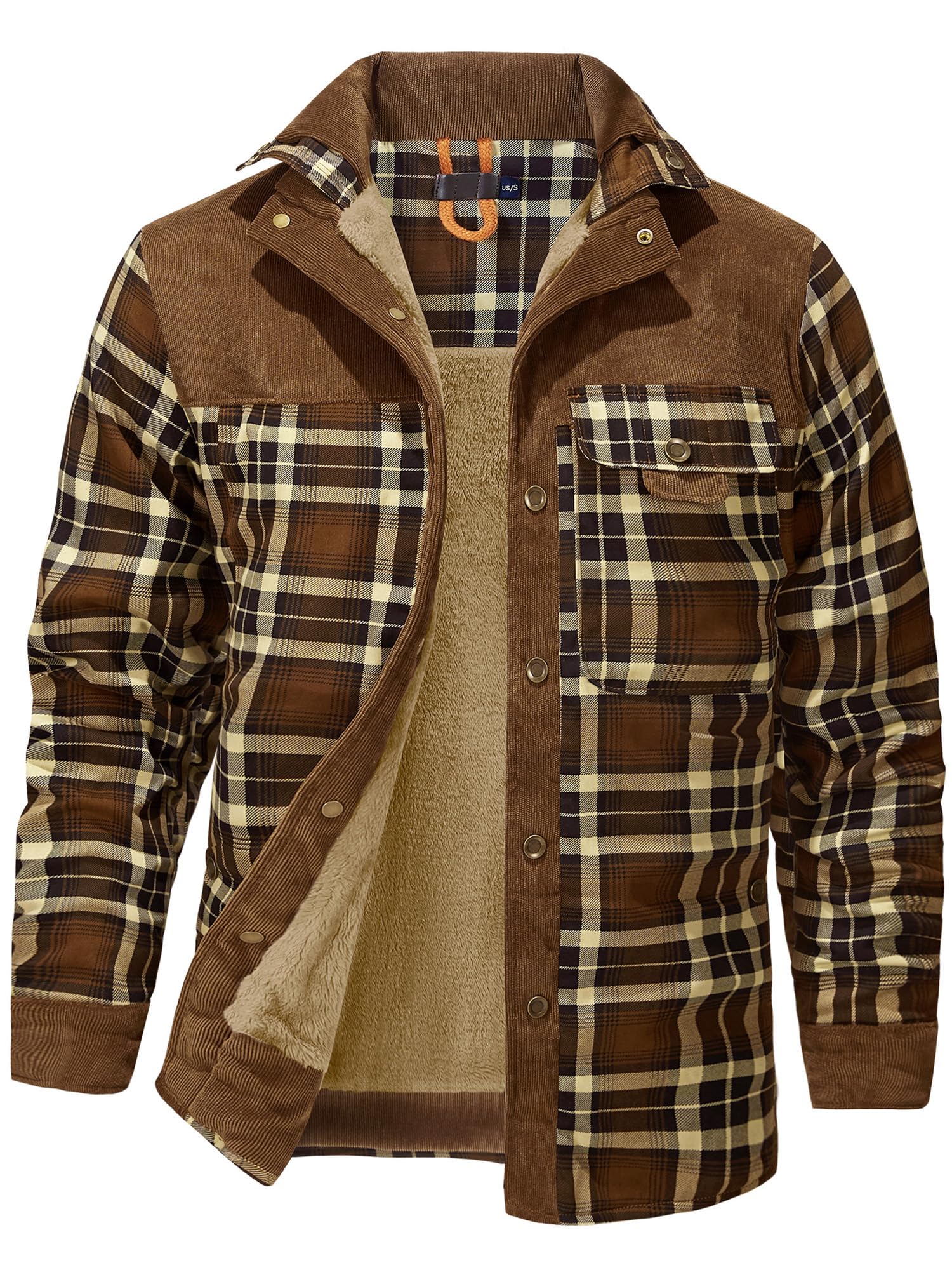 Mr.Stream Men's Outdoor Casual Vintage Long Sleeve Plaid Flannel Button Down Shirt Jacket