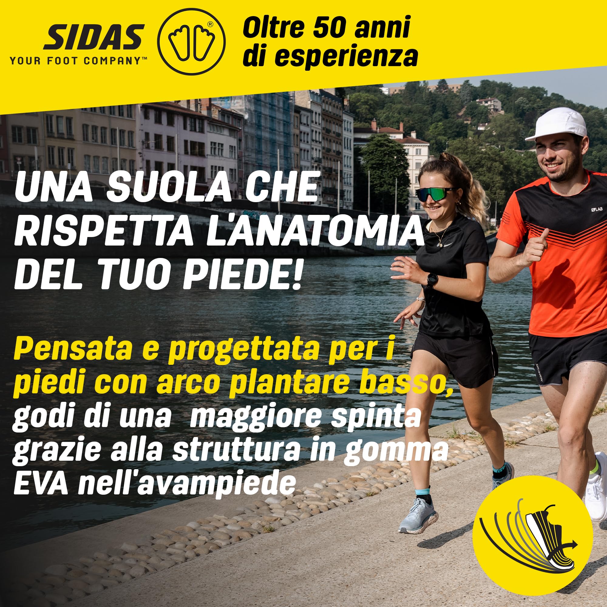 Sidas Solette 3feet Activ Low, Corsa e Multisport, Per Arco Plantare Basso, Assorbimento degli urti, Solette per scarpe da uomo e donna