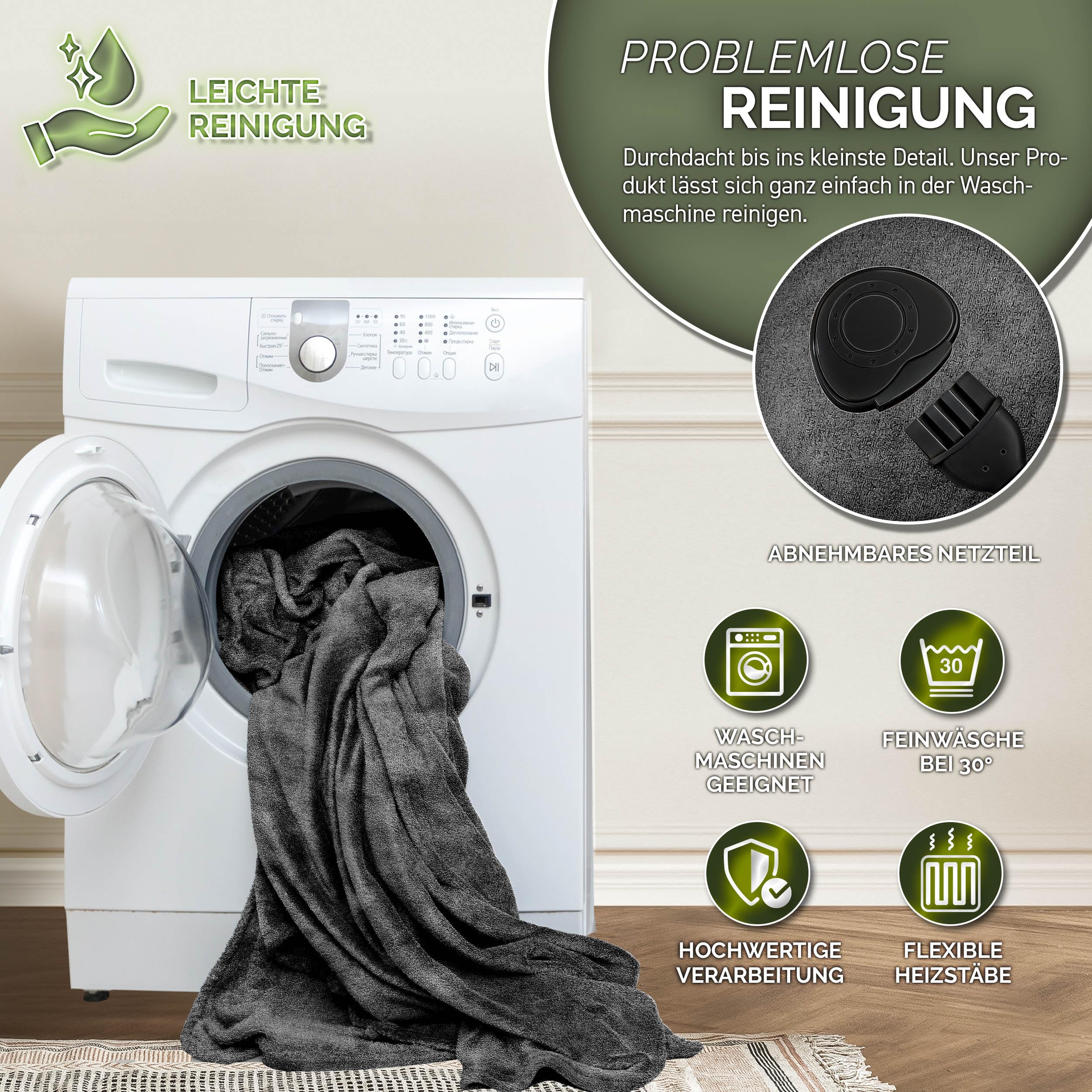REDKEY Elektrische deken met automatische uitschakeling, 180 x 130 cm, 9 temperatuurstanden en 1~5 uur auto-off-timer, oververhittingsbeveiliging, warme elektrische warmtedeken, machinewasbaar, grijs