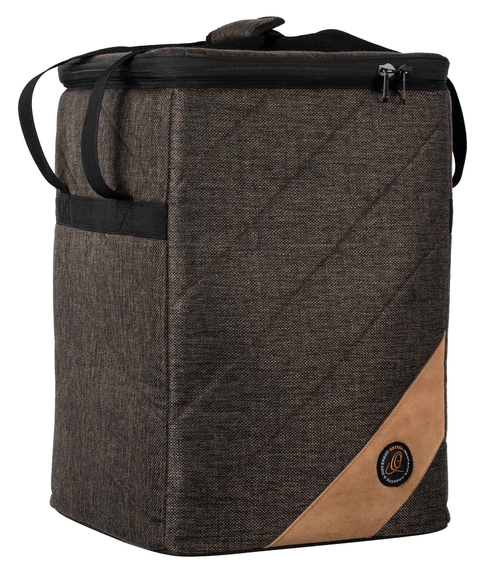 Ortega Guitars Housse Premium Cajon – Housse pour Cajon – 34,3 x 45 x 34,3 cm – Avec Poignée de Transport et Bretelles Sac à Dos – Toile et Coton, Mocca (OGBCJ-MO)