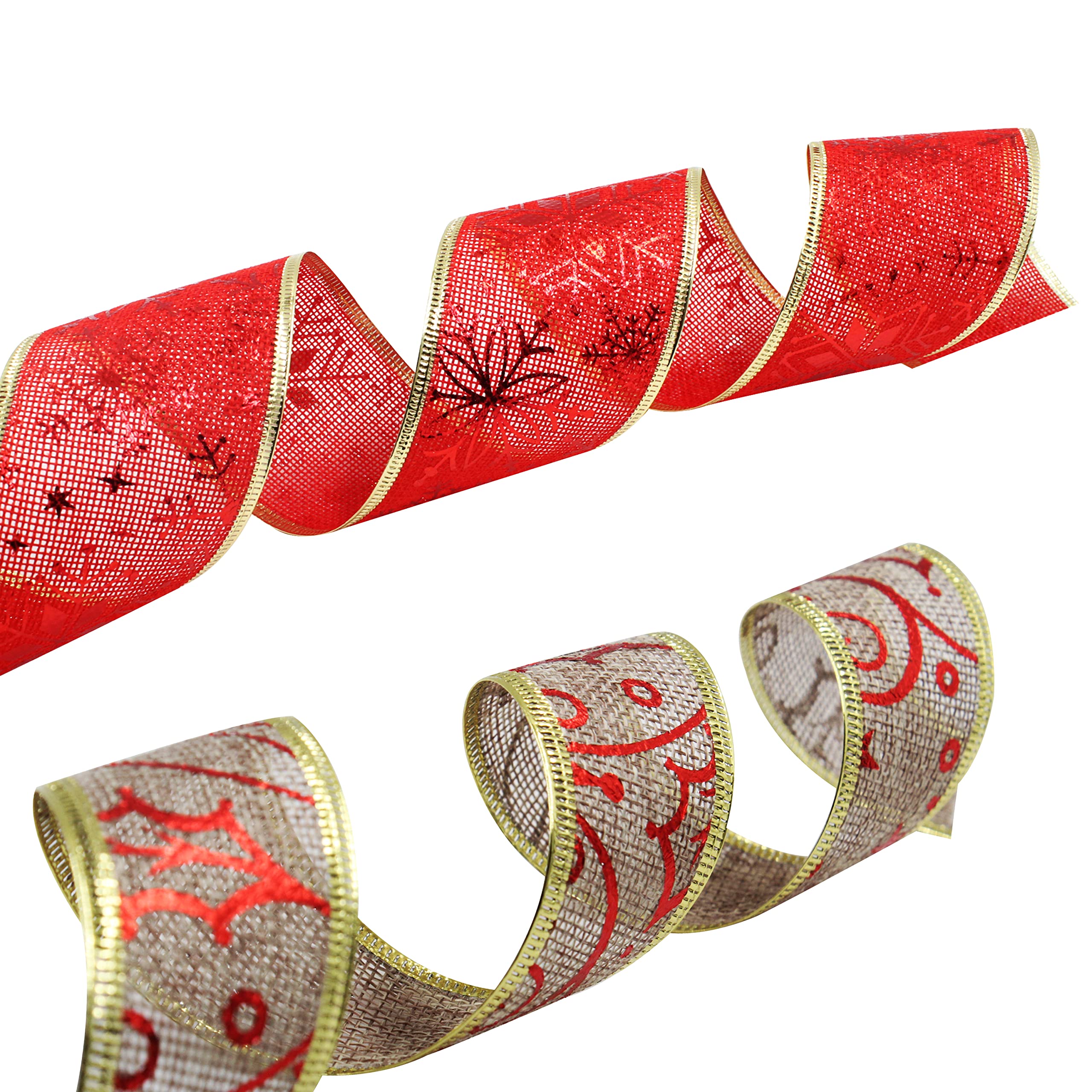 Jades: Christmas Burlap Ribbons with Wired Edges - Set of 2 (Bb)