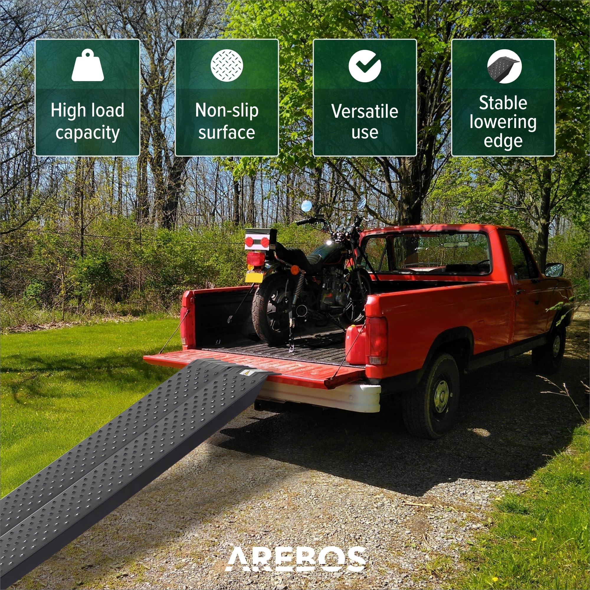 Arebos 2 rampe di carico per moto, in acciaio zincato, 200 kg per pezzo, 400 kg per coppia, binari di carico per moto, ATV, quad, auto, rampa per rimorchio, antracite