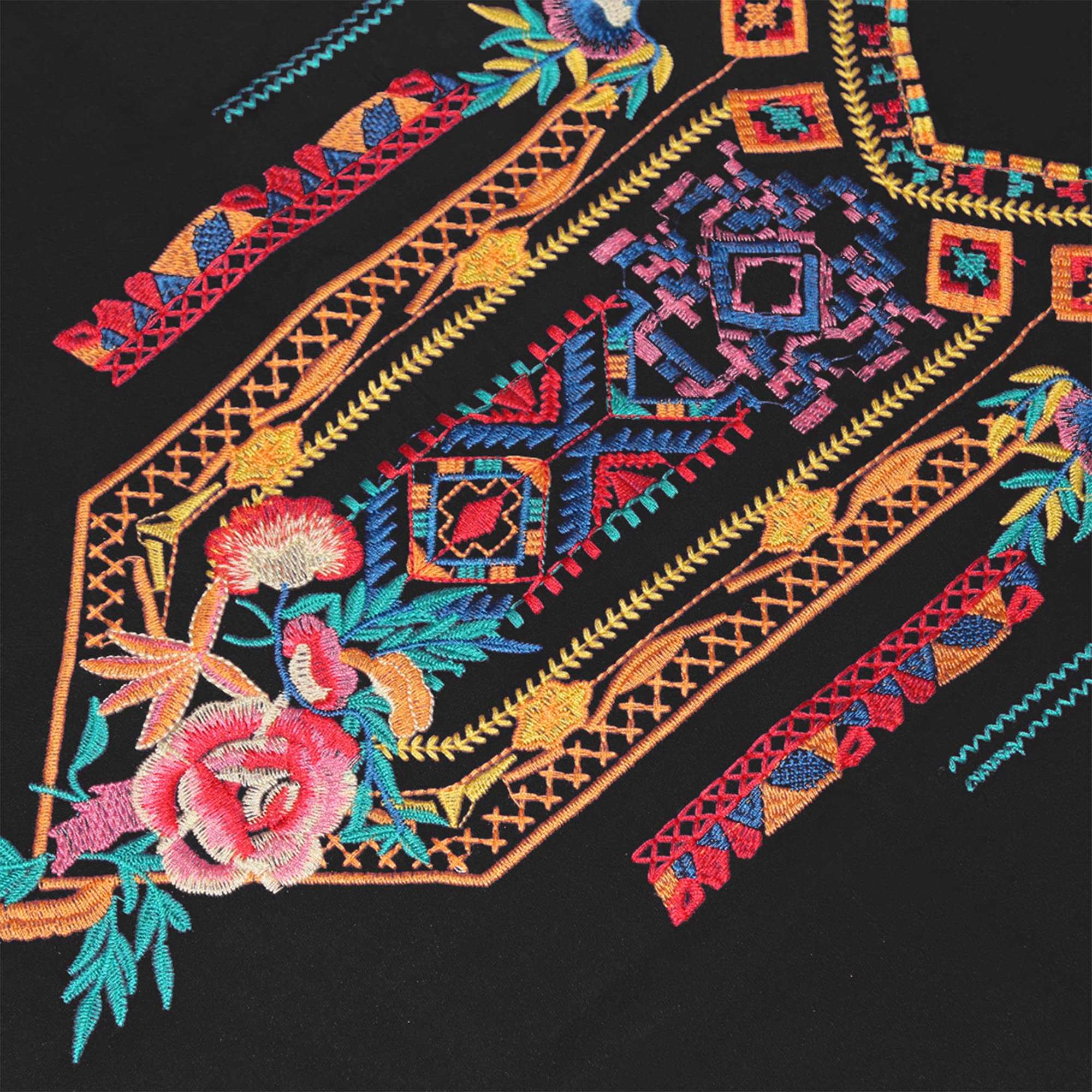 Donna Estate Boho Mexican Peasant Dress Manica Corta Ricamata Floreale Flowy Dresses Tunica Hippie Bohemian Sciolto
