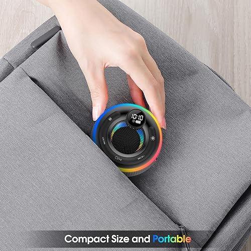 Miniatura 7 de Altavoz Bluetooth, altavoz de ducha con sonido estéreo HD, IPX7 impermeable, pantalla digital, altavoz portátil con ventosa, luz LED, pequeños