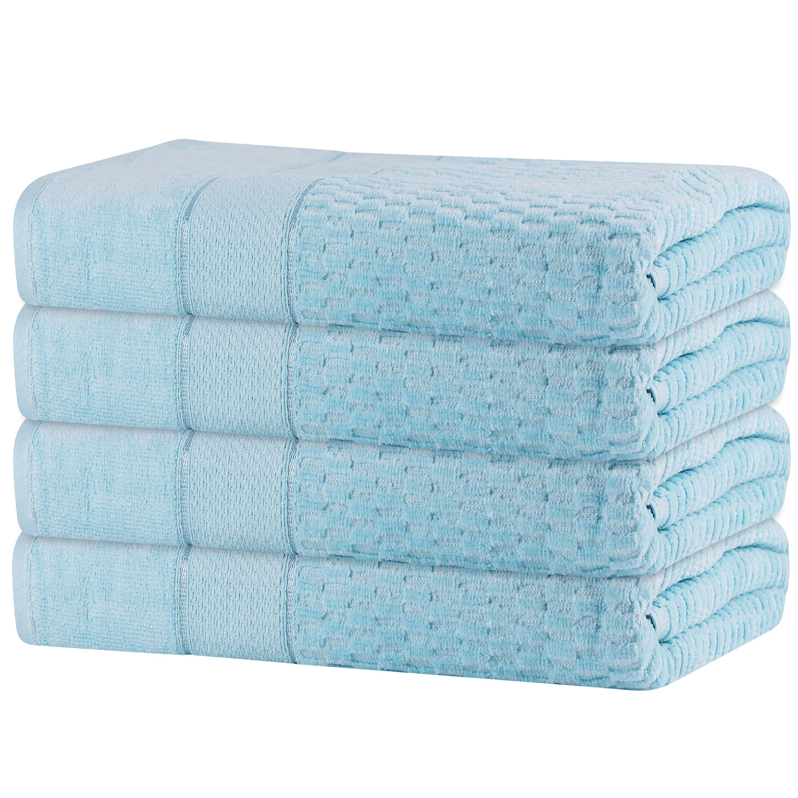GREEN LIFESTYLE 4 Pack Premium Velour Bath Towel 27 x 54 100% Cotton, 5 Star Hotel & Resort Quality,