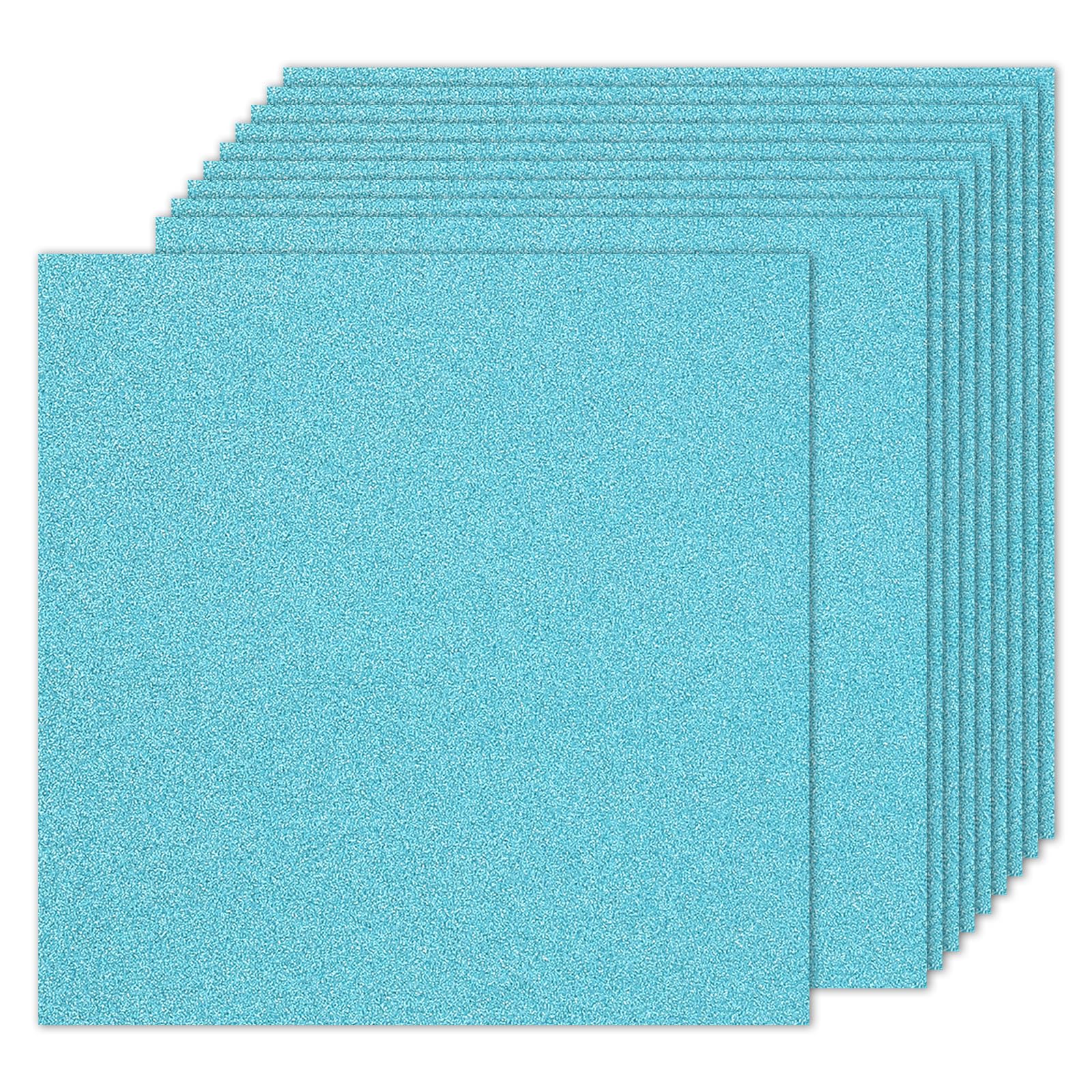 PATIKIL 10Sheets Light Blue Glitter Cardstock Paper, 12 x 12 in 250gsm Square Premium Sparkly Paper Craft Cardstock Paper for Scrapbook Card Making